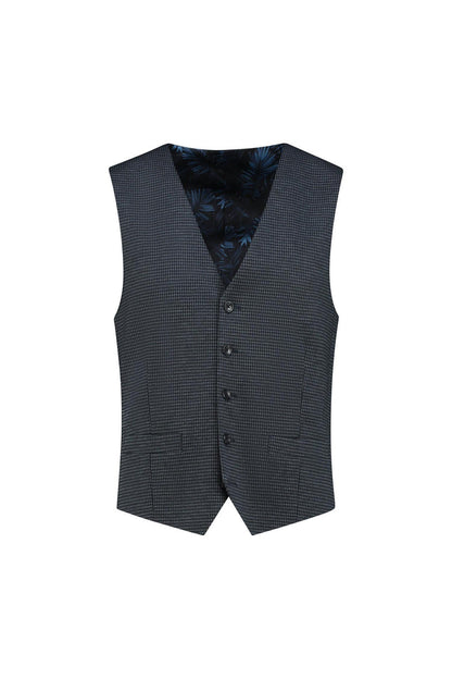 Gilet miniruit blauw-grijs
