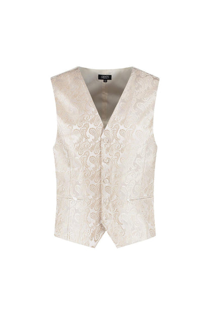 Gilet paisley champagnebeige, paisley design in champagne beige with buttons and adjustable back.