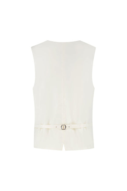 Gilet paisley champagnebeige, champagnebeige gilet with button details and adjustable back.