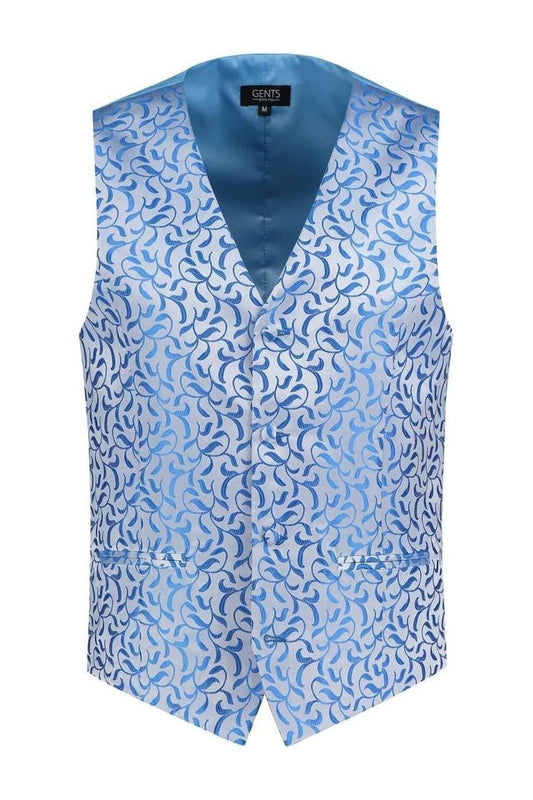 Gilet paisley zilver-blauw