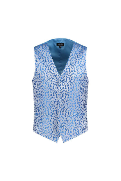 Gilet paisley zilver-blauw