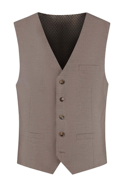 Gilet Pinhead Brown, bruin gilet met verfijnde afwerking en knoopsluiting, stijlvolle mode optie.