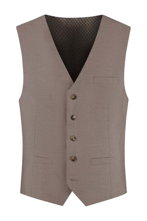 Gilet Pinhead Brown, bruin gilet met verfijnde afwerking en knoopsluiting, stijlvolle mode optie.