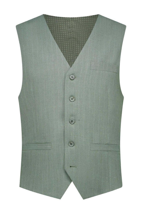 Pak pinstripe groen 3-delig vest in groen kleur met knopen en zak.