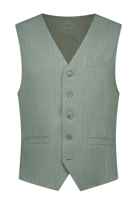 Pak pinstripe groen 3-delig vest in groen kleur met knopen en zak.