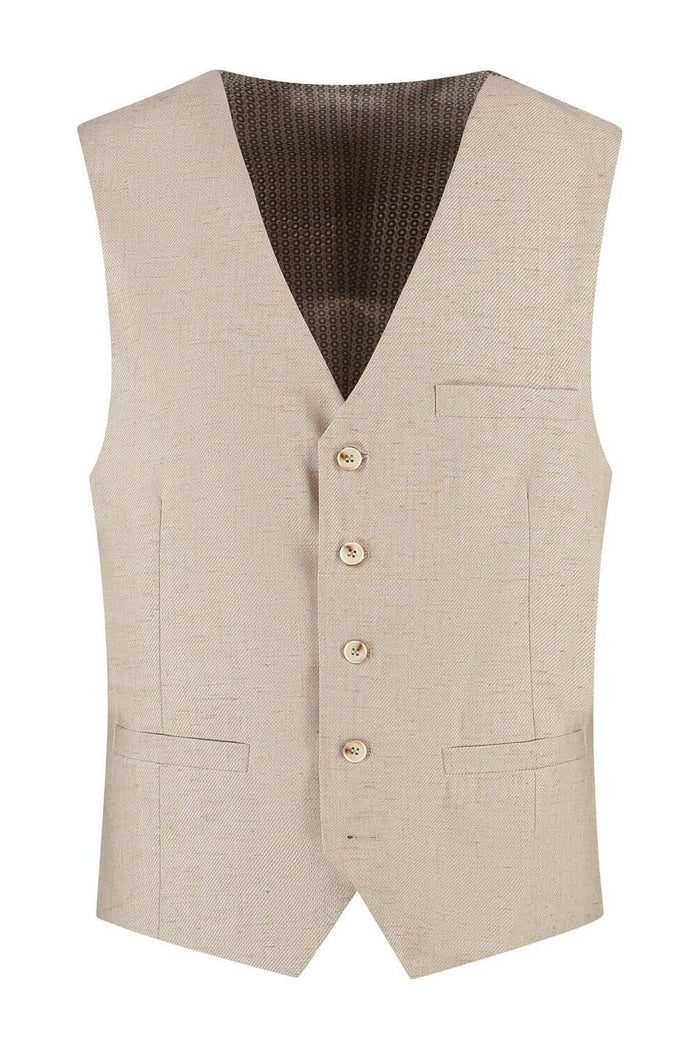Gilet strandzand, beige gilet met ademende, kreukvrije stof en knopen, stijlvolle kleding voor optimale comfort.