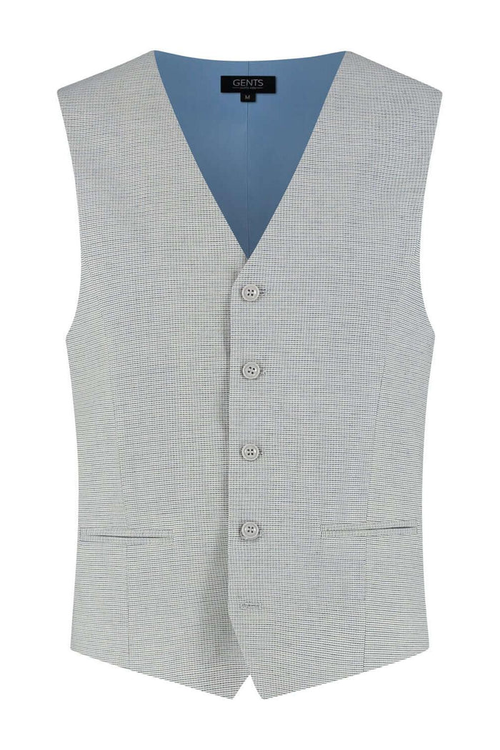 Gilet structuur lichtblauw, ademend gilet met gestructureerde stof, geschikt voor kantoor en casual.