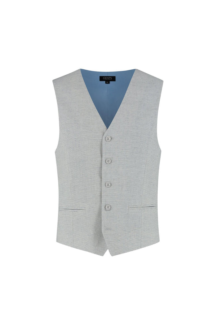Gilet structuur lichtblauw, ademend gilet met gestructureerde stof, geschikt voor kantoor en casual.