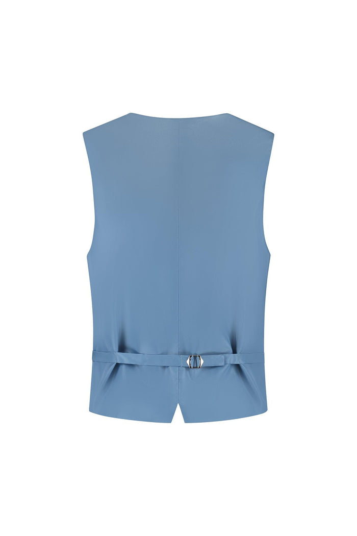 Gilet structuur lichtblauw, ademend gilet met gestructureerde stof, geschikt voor kantoor en casual.