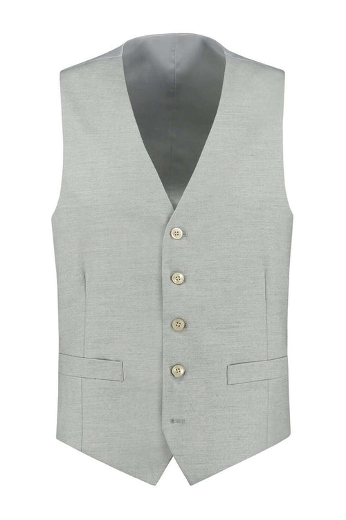 Gilet uni zand MixMatch, zandkleurig gilet met diepe V-hals en vierknoopsluiting.