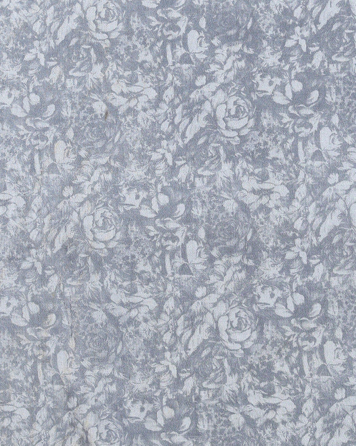 Indiehaat | Kashmiri Silk Printed Saree Slate Grey & Char