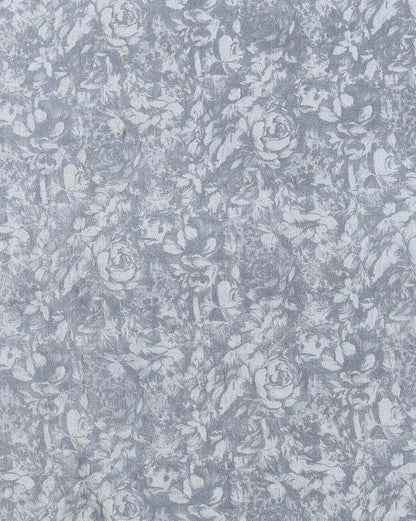 Indiehaat | Kashmiri Silk Printed Saree Slate Grey & Char