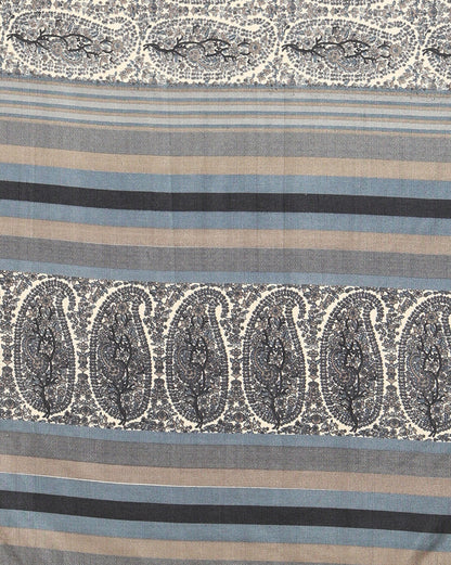 Indiehaat | Kashmiri Silk Printed Saree Grey & Black