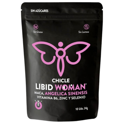 Gumă de mestecat WUG Chicle Libid Woman, pentru libido feminin, cu maca, vitamina B6, zinc și seleniu, fără zahăr, 10 buc