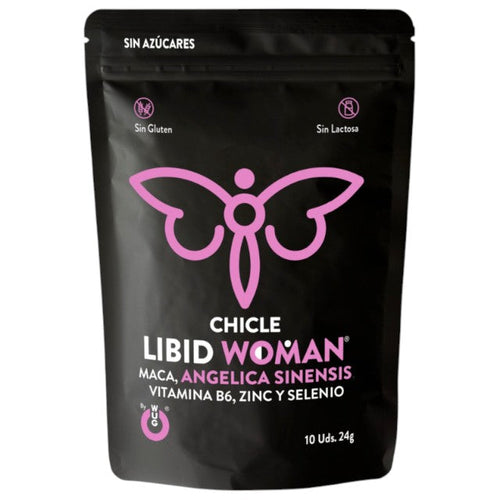 Gumă de mestecat WUG Chicle Libid Woman, pentru libido feminin, cu maca, vitamina B6, zinc și seleniu, fără zahăr, 10 buc