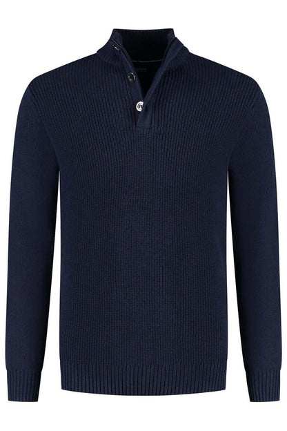 Half zip-knopen blauw
