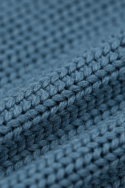 Halfzip merinoblend blauw