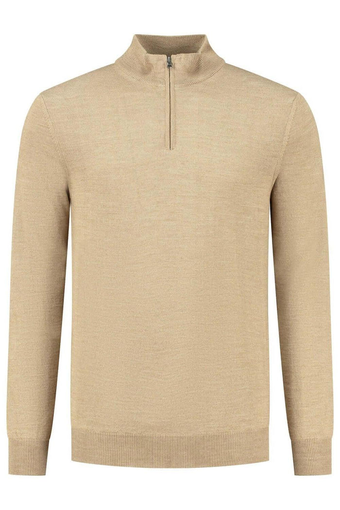 Halfzip merinoblend camel