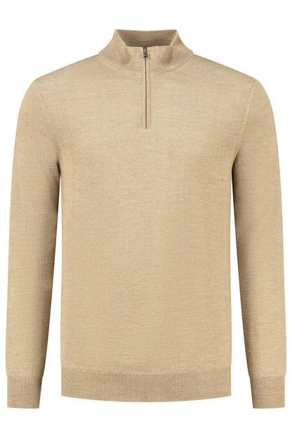 Halfzip merinoblend camel