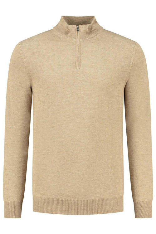 Halfzip merinoblend camel