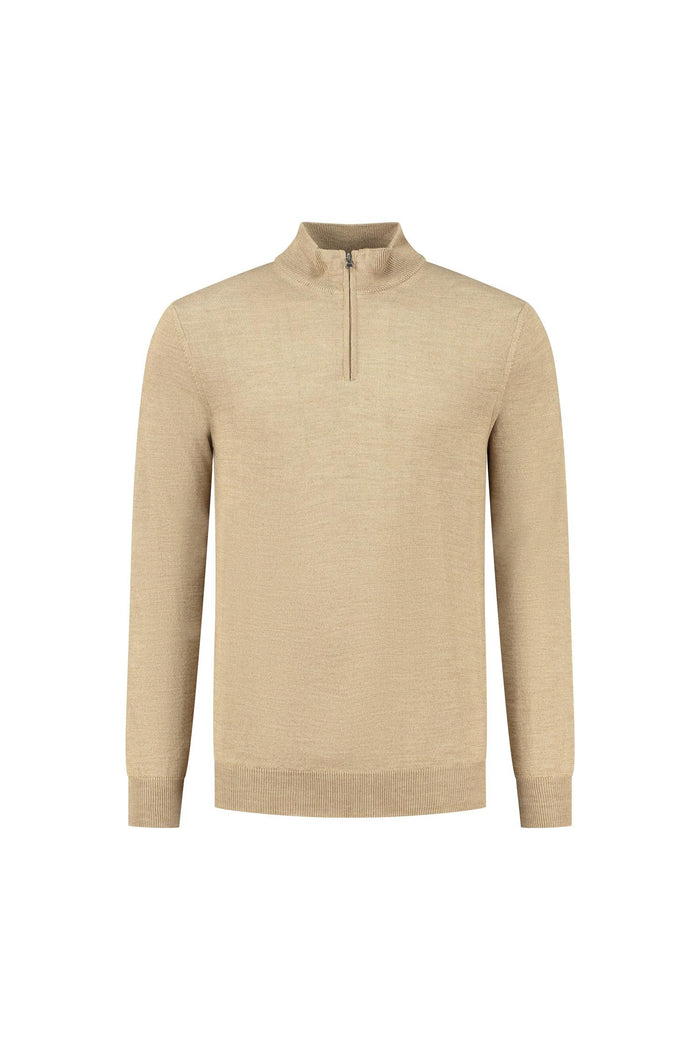 Halfzip merinoblend camel