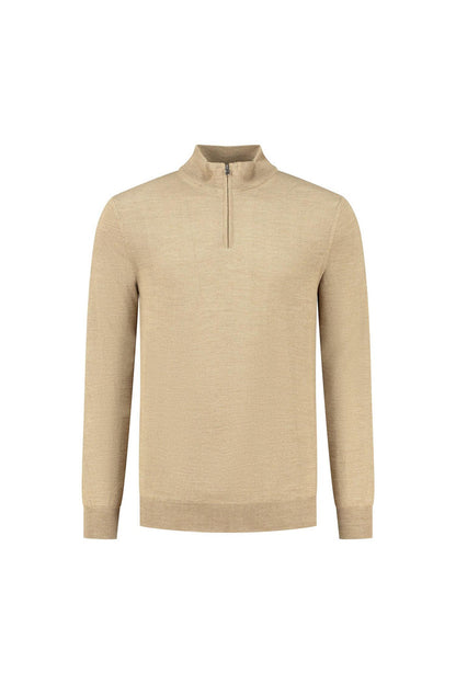 Halfzip merinoblend camel
