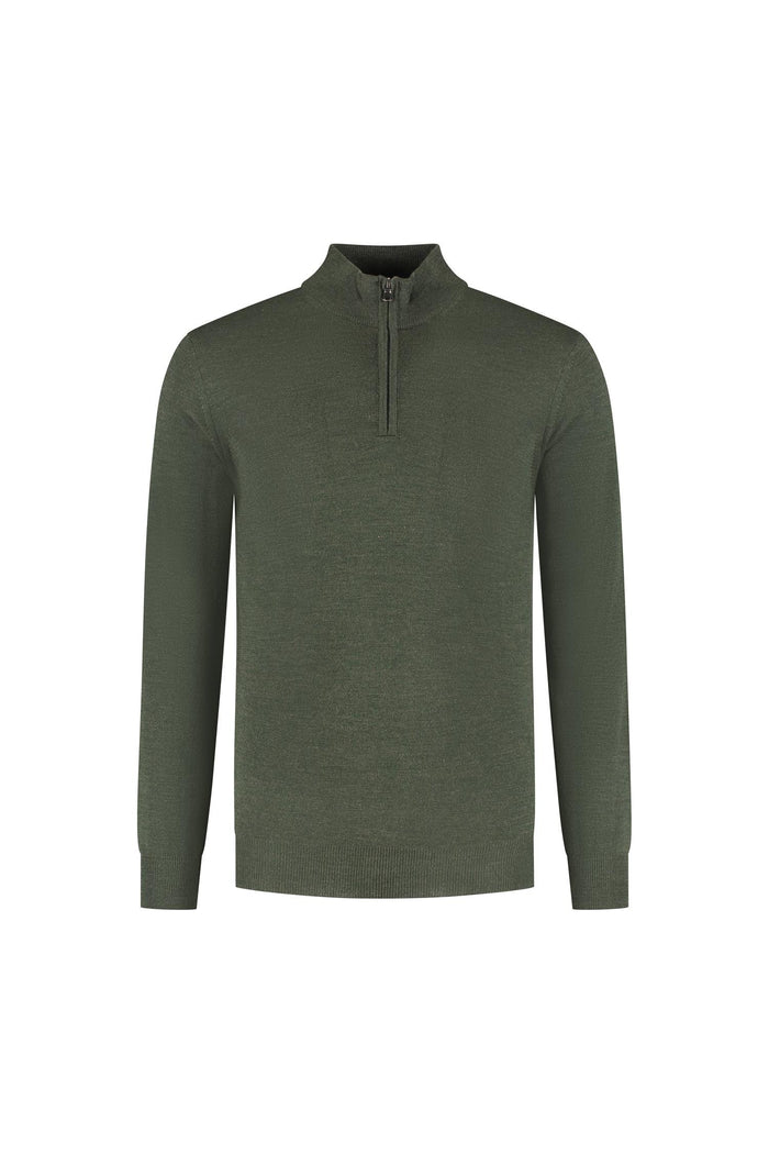 Halfzip merinoblend forest