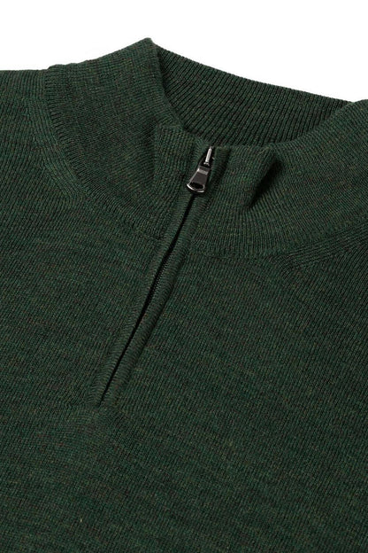 Halfzip merinoblend groen, ademend en onderhoudsvriendelijk, perfect voor elke gelegenheid.