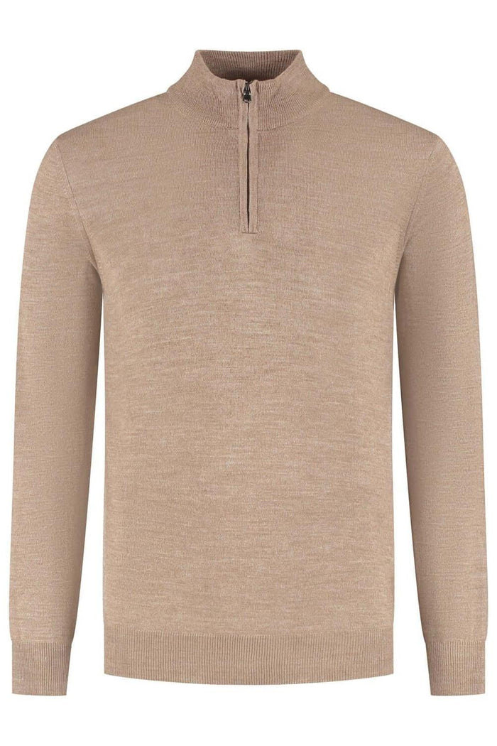 Halfzip merinoblend muskat