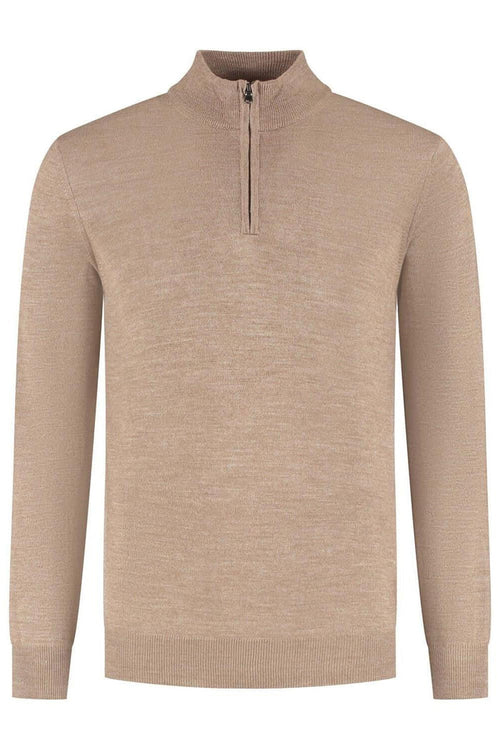 Halfzip merinoblend muskat
