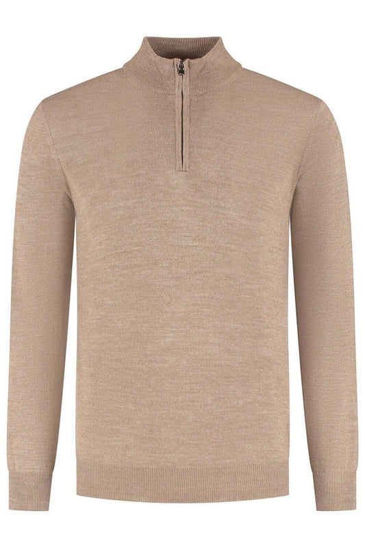 Halfzip merinoblend muskat