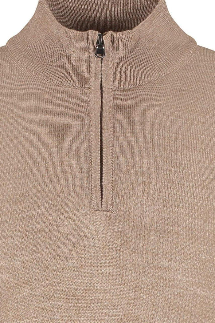 Halfzip merinoblend muskat