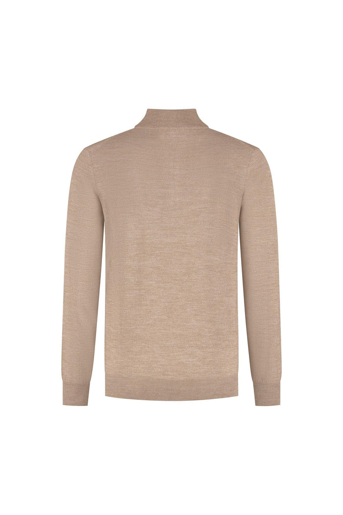 Halfzip merinoblend muskat
