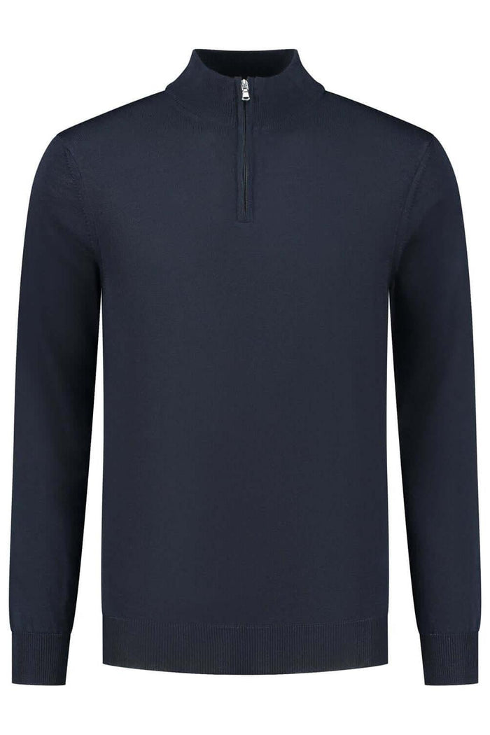 Halfzip merinoblend navy
