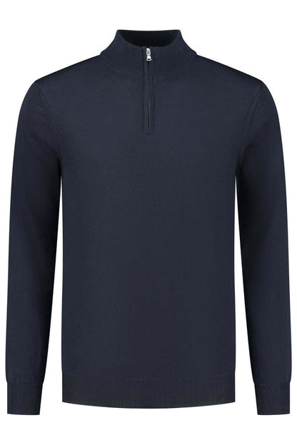 Halfzip merinoblend navy