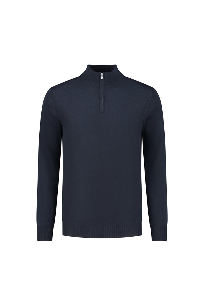 Halfzip merinoblend navy