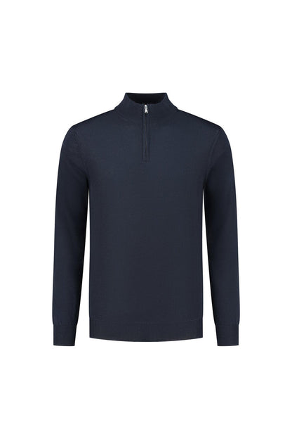 Halfzip merinoblend navy