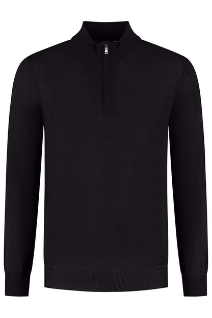 Halfzip merinoblend zwart - ademende, warme halfzip met merinowolmix, veelzijdig en stijlvol.