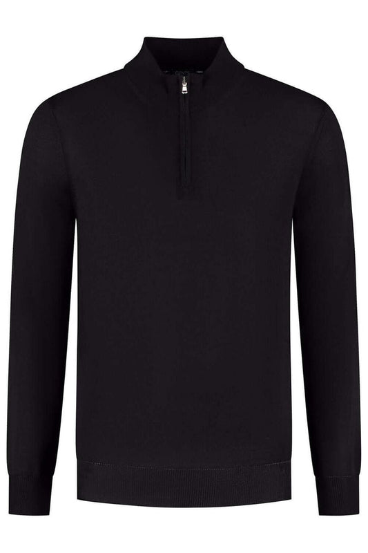 Halfzip merinoblend zwart - ademende, warme halfzip met merinowolmix, veelzijdig en stijlvol.