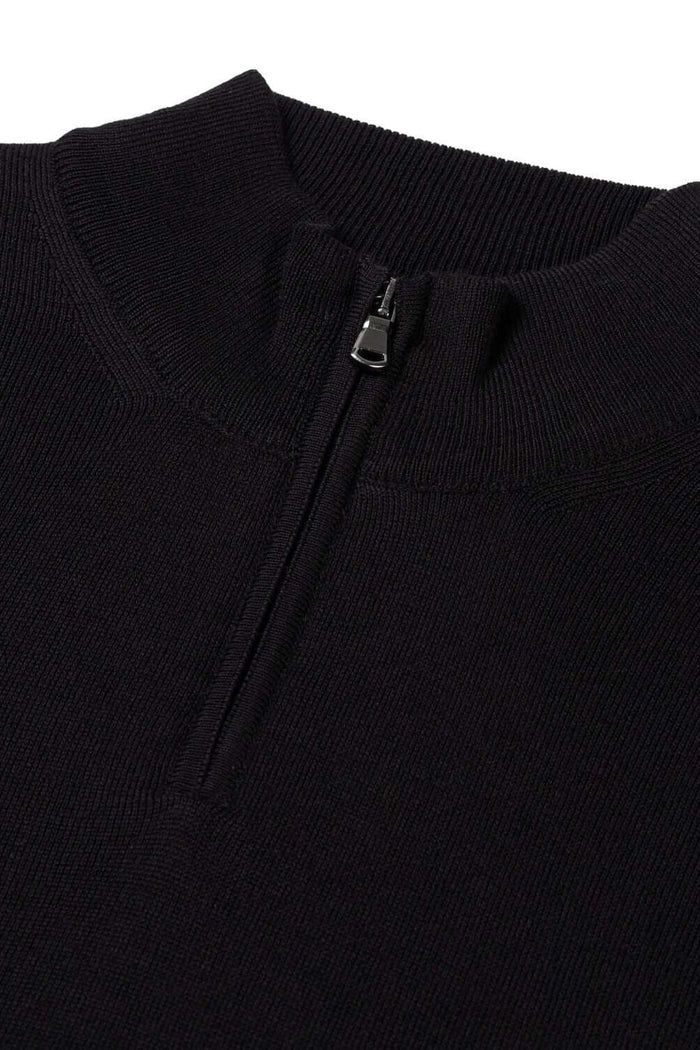 Halfzip merinoblend zwart, ademend, warme halfzip met merinowolmix, veelzijdig en stijlvol.