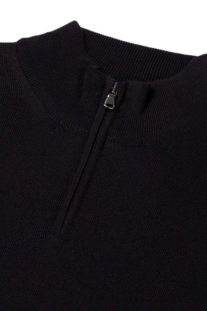 Halfzip merinoblend zwart, ademend, warme halfzip met merinowolmix, veelzijdig en stijlvol.