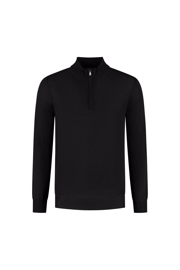 Halfzip merinoblend zwart - ademende warme halfzip met merinowolmix, veelzijdig en stijlvol.