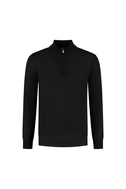 Halfzip merinoblend zwart - ademende warme halfzip met merinowolmix, veelzijdig en stijlvol.