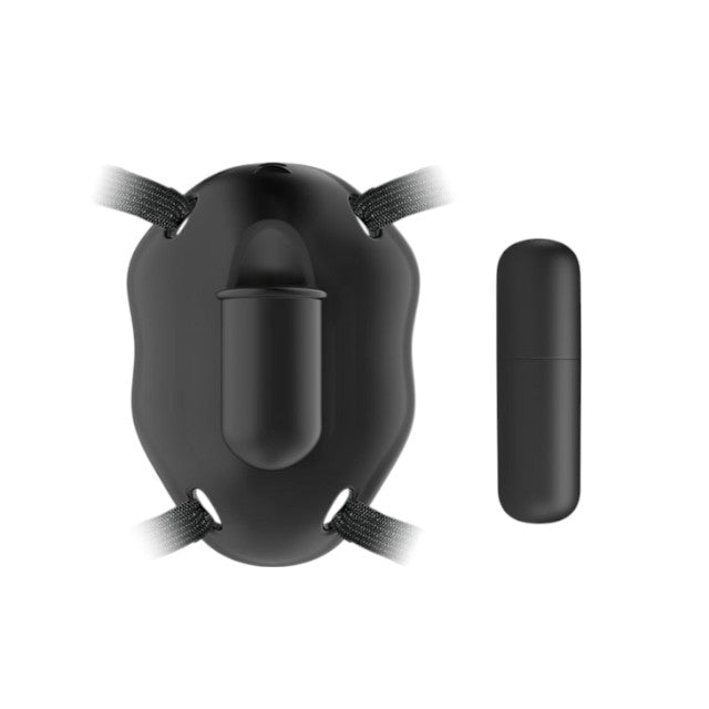 Ham cu vibrator PRETTY LOVE Carter, cu curele reglabile și vibrator bullet detașabil, 12 funcții de vibrație, negru