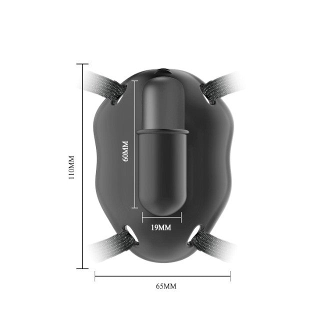 Ham cu vibrator PRETTY LOVE Carter, cu curele reglabile și vibrator bullet detașabil, 12 funcții de vibrație, negru