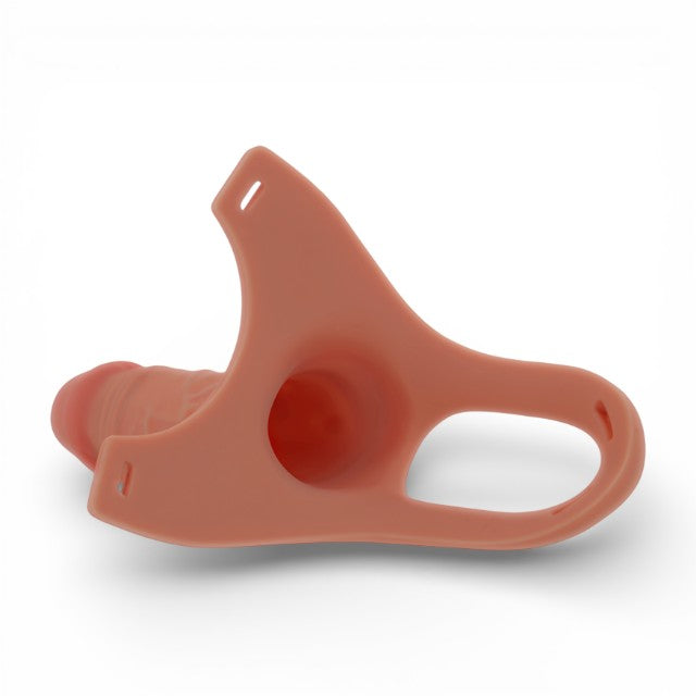 Ham Strap-On INTENSE Hollow Harness, cu dildo din silicon, design realist, ham elastic, dildo culoarea pielii, 16 cm