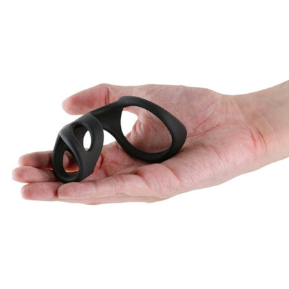 Inel dublu pentru penis NS NOVELTIES Renegade, lungime 10.9 cm, diametru 5.1 cm, din silicon, culoare negru