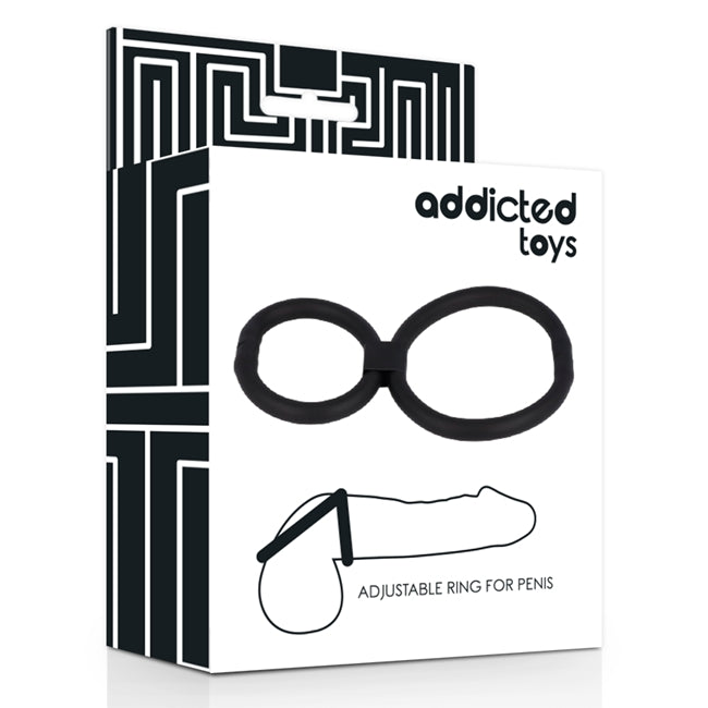 Inel pentru penis ADDICTED TOYS - Ajustable Ring , dublu, pentru imbunatatirea performantelor sexuale, din silicon, negru