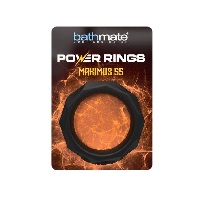 Inel pentru penis BATHMATE Power Rings Maximus 55, din silicon moale, design flexibil, diametru 5.5 cm, negru