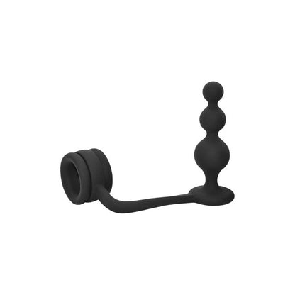 Inel pentru penis cu plug anal DREAMTOYS RAMROD 2-In-1 Dual Pleasure, lungime 11 cm, din silicon, negru